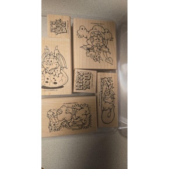 Stampin' Up! Darling Dragons Rubber Stamps Set of 6 Birthday Heart Miss You - Picture 2 of 5
